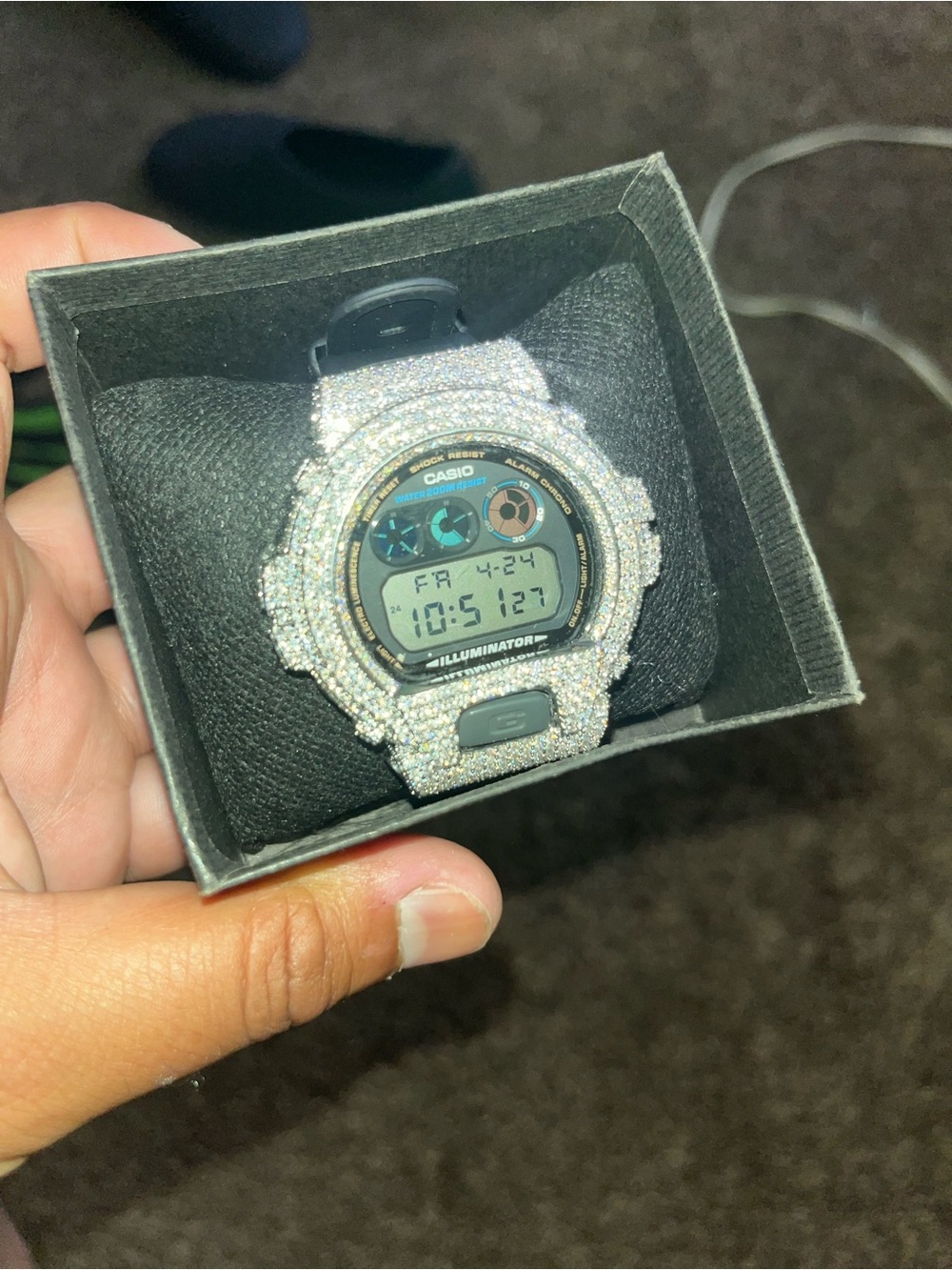 Casio Illuminator Digital Watch with .925 Silver dimond Bezel